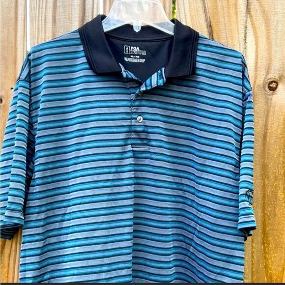 Take 50% OFF- PGA TOUR Striped Short Sleeve Men's Golf Shirt, Size-XL - Picture 1 of 5